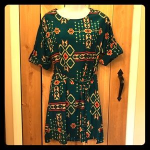 Bell sleeve Aztec print dress